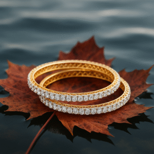 Eternal Radiance Diamond Bangles in 22K Gold (Pair)
