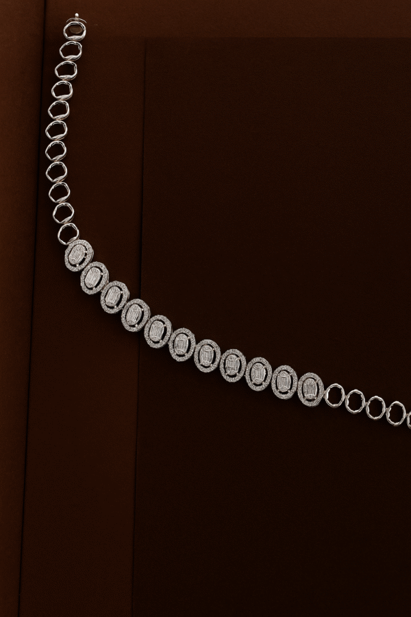 Elegant Oval-Cut Natural Diamond Bracelet in Sterling Silver – Handmade Luxury Jewelry