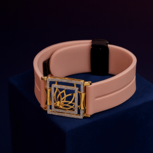 Modern Lotus CVD Diamond Bracelet with Blush Silicone Strap