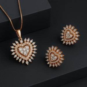 Radiant Heart Natural Diamond Pendant Set