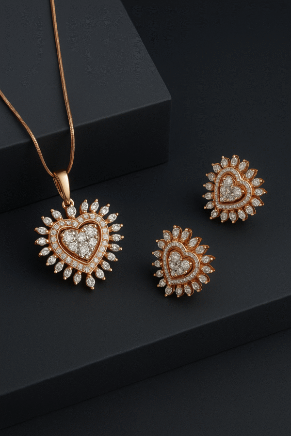 Radiant Heart Natural Diamond Pendant Set