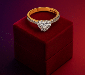 1.59 Ct Heart-Shaped CVD Diamond Ring with Pave Band in 18K Gold