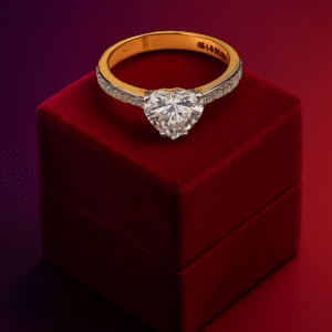 1.59 Ct Heart-Shaped CVD Diamond Ring with Pave Band in 18K Gold