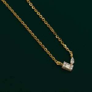 Contemporary Baguette & Marquise Diamond Pendant in 18KT Gold