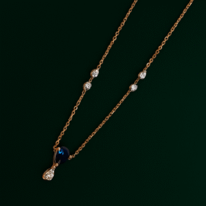 Celestial Drop Diamond & Sapphire Necklace in 18KT Rose Gold