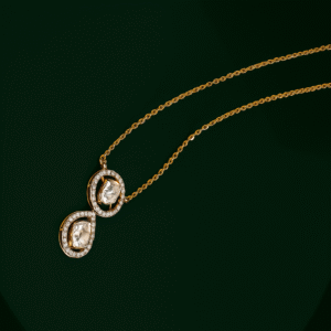 Dual Halo Drop Diamond Necklace in 18KT Yellow Gold