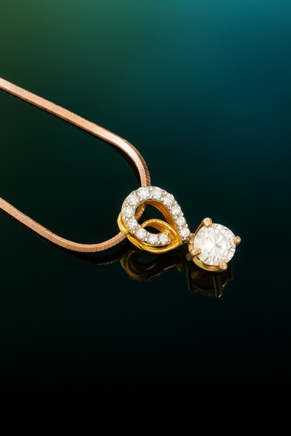 Elegant Teardrop Diamond Pendant | Gw-1.72 gm | Dia-0.17 ct | Bd-0.60 ct