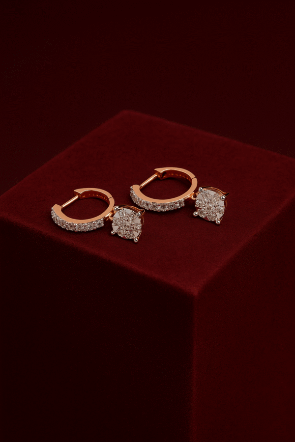 Radiant Bloom Diamond Hoop Earrings