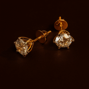 Classic Solitaire Diamond Stud Earrings | Timeless Sparkle in Gold Setting