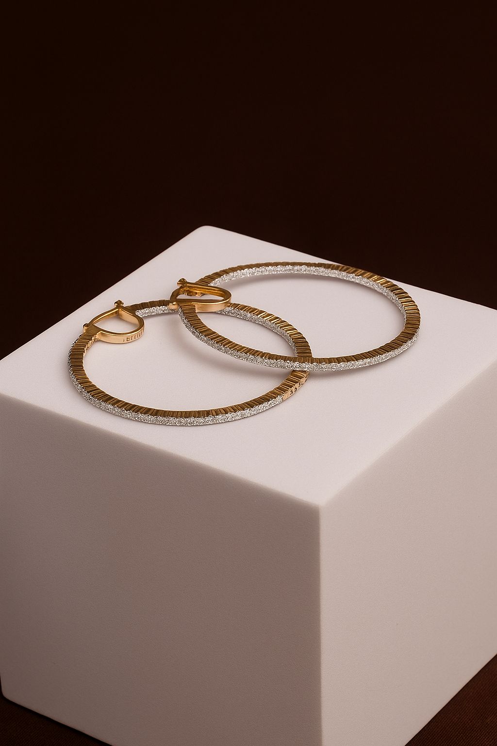 Textured Diamond Hoop Earrings in 18KT Gold – 11.700 gm | 2.17 ct
