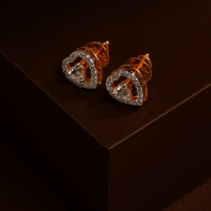 Heart-Shaped Diamond Stud Earrings in 18KT Rose Gold