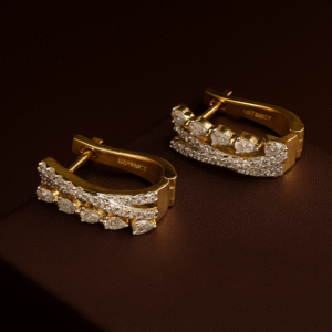 Marquise Diamond Hoop Earrings in 18KT Yellow Gold