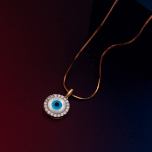 Round Evil Eye Diamond Pendant in Gold – Classic Protection Charm