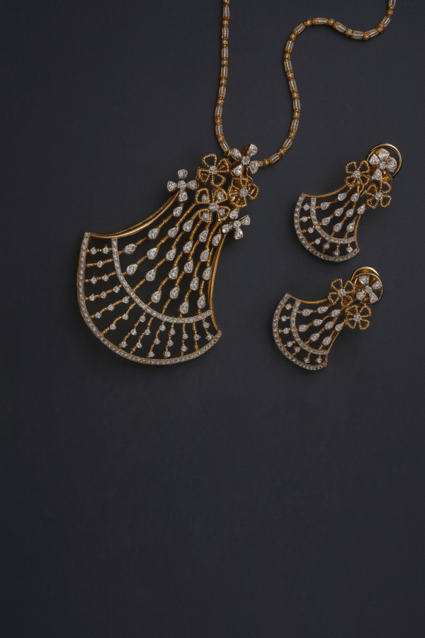 Celestial Bloom Natural Diamond Pendant Set