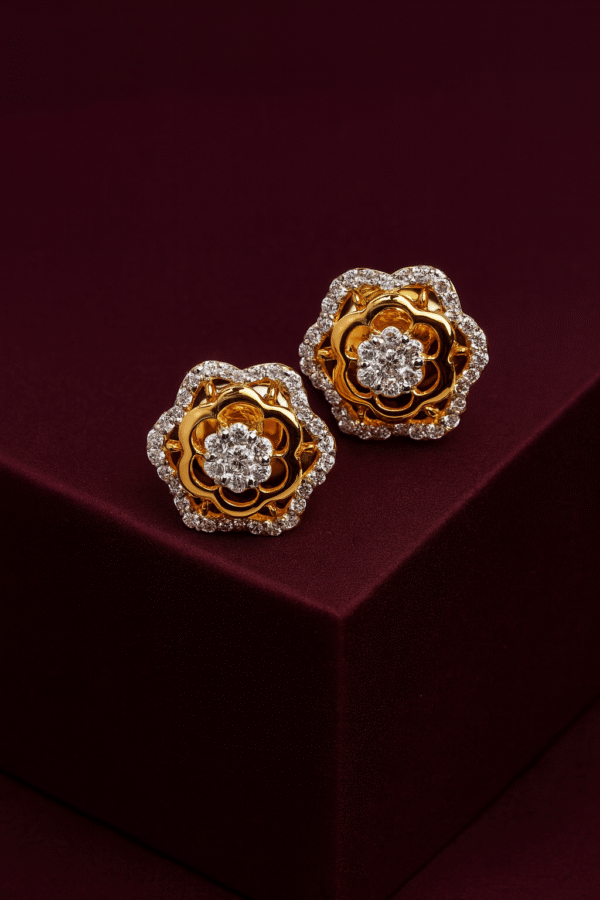 Radiant Bloom Diamond Stud Earrings