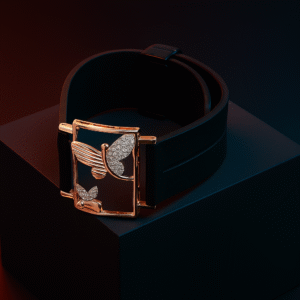 Butterfly Whisper CVD Diamond Bracelet with Midnight Black Silicone Strap