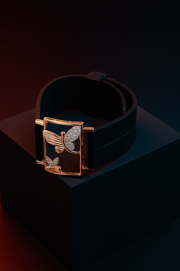 Butterfly Whisper CVD Diamond Bracelet with Midnight Black Silicone Strap