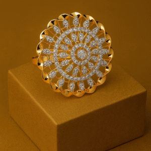 Golden Radiant Mandala Diamond Ring