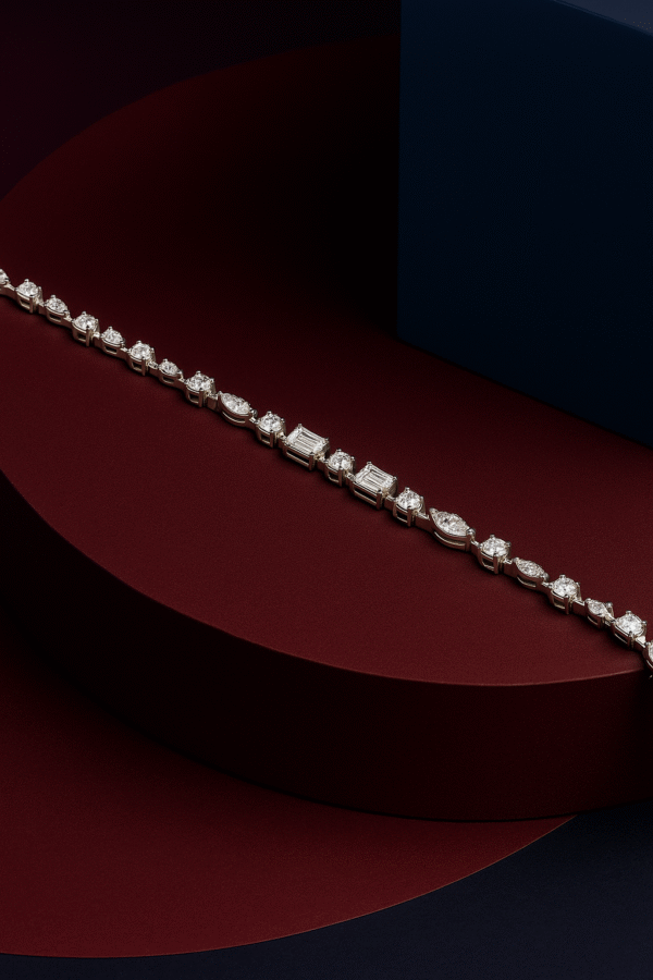 Celestial Radiance CVD Diamond Tennis Bracelet in White Gold Finish