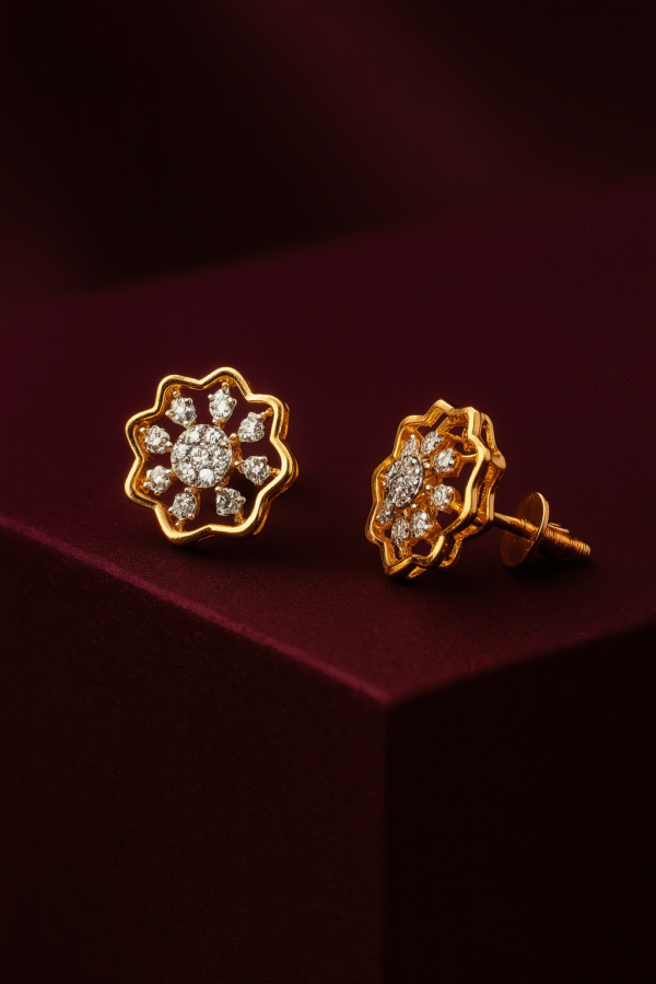 Radiant Bloom Diamond Stud Earrings