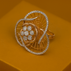 Rose Gold Bloom Spiral Diamond Ring