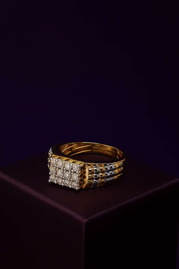 Dual-Tone Diamond Matrix Men's Ring