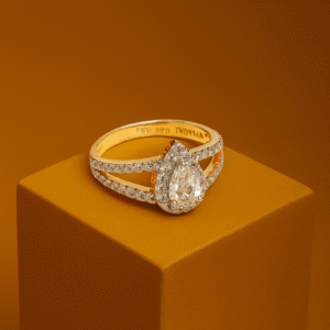 Pear Halo Diamond Ring in Dual Band Setting