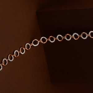 Rose Gold Circle Link Bracelet with CZ Accents – Modern Elegant Chain Bracelet for Women