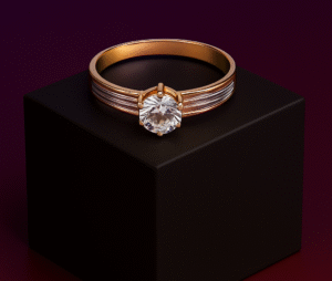 0.86 Ct CVD Solitaire Diamond Ring in 18K Gold with Grooved Band Design