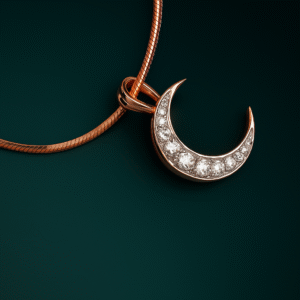 Crescent Moon Diamond Pendant | Gw-2.810 gm | Dia-0.35 ct