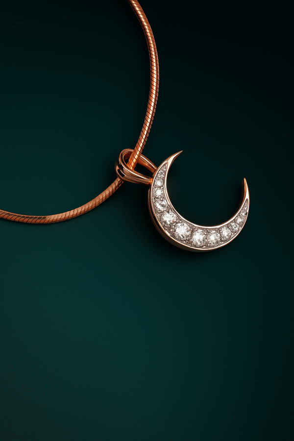 Crescent Moon Diamond Pendant | Gw-2.810 gm | Dia-0.35 ct