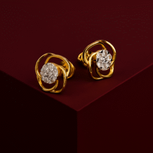 Radiant Swirl Diamond Stud Earrings