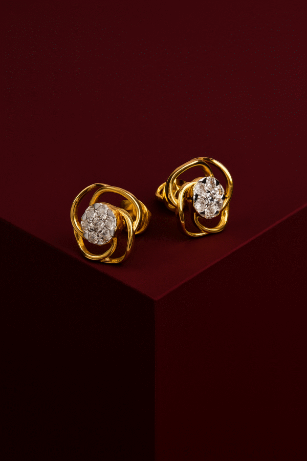 Radiant Swirl Diamond Stud Earrings