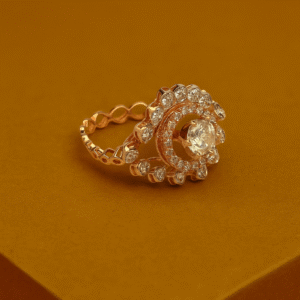 Vintage-Inspired Floral Halo Diamond Ring in Rose Gold