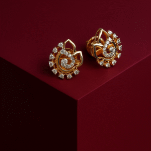Regal Paisley Diamond Stud Earrings