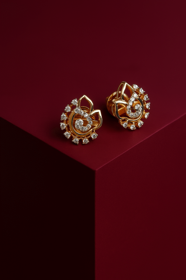 Regal Paisley Diamond Stud Earrings