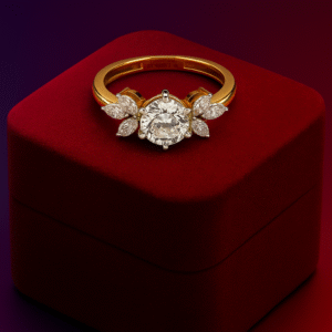 Floral Elegance 18K Gold Ring with 1.45 Ct Diamond Detailing