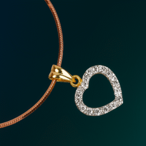 Diamond-Studded Open Heart Pendant | Gw-2.350 gm | Dia-0.55 ct
