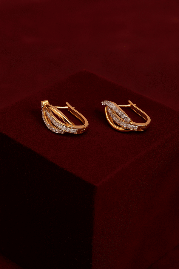 Twisted Elegance Diamond Hoop Earrings