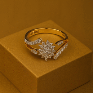Radiant Blossom Diamond Ring in Gold