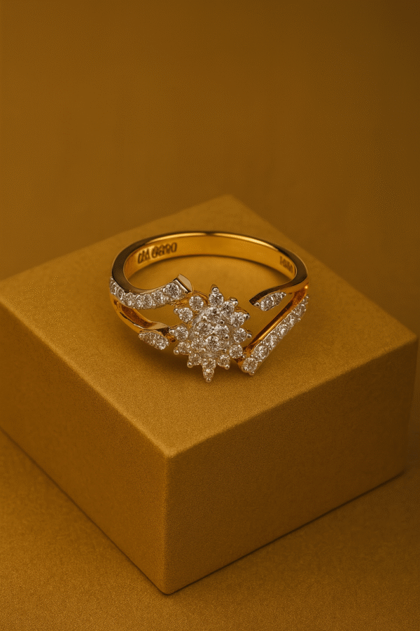Radiant Blossom Diamond Ring in Gold