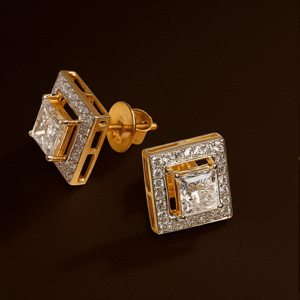 Square Halo Stud Earrings with Princess-Cut CVD Diamonds | 2.02 Ct Center