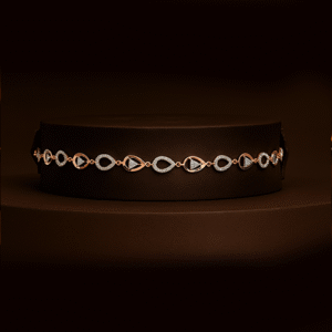 Teardrop Link Bracelet with CZ Stones – Rose Gold-Plated Festive Chain for Women