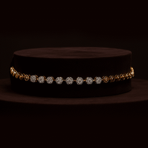Floral CZ Round Link Bracelet – Gold-Plated Festive Bracelet for Women