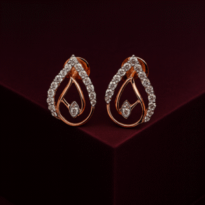 Elegant Rose Gold Teardrop Diamond Stud Earrings – Sparkling Natural Jewelry